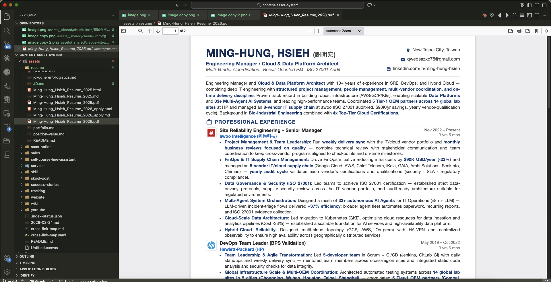 Resume markdown